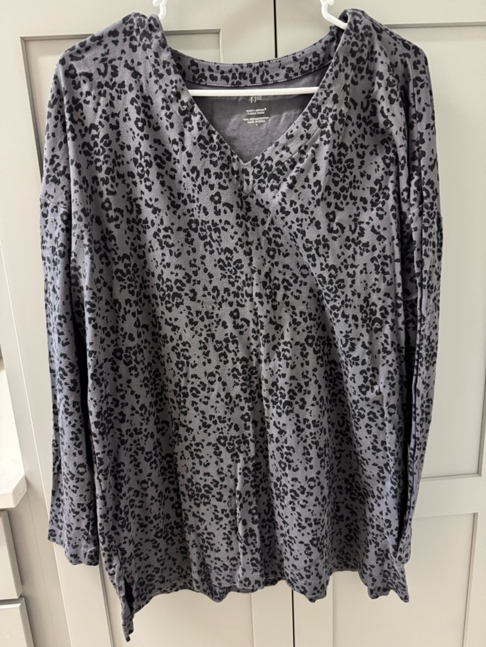 J. Jill Gray Leopard Print V-Neck Tunic